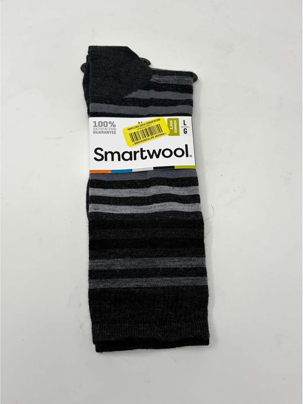 Smartwool Men's Large Black and Gray Striped Socks